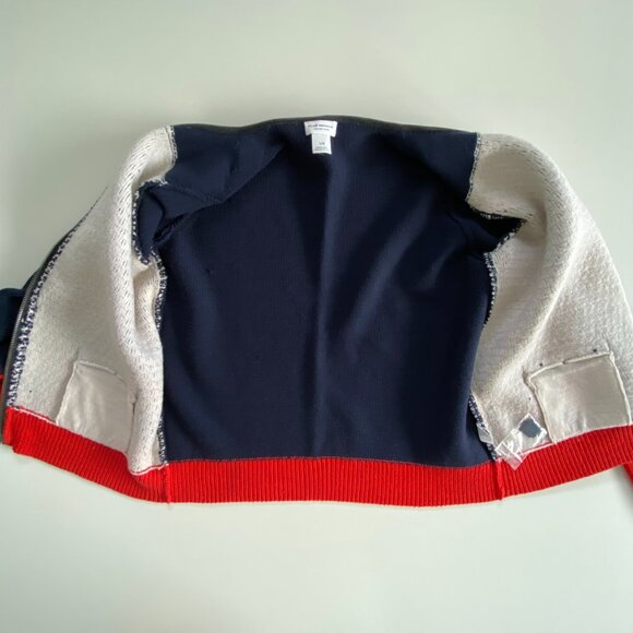 Club Monaco Italian Wool Blend Leather Zip Up Cardigan M/L - Picture 5 of 12